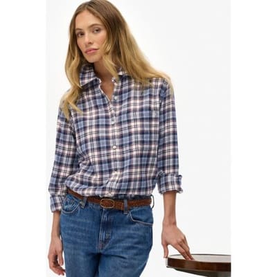 Superdry Flanellen Boyfriend Blouse Oversized Pasvorm Blue Grootte: 44