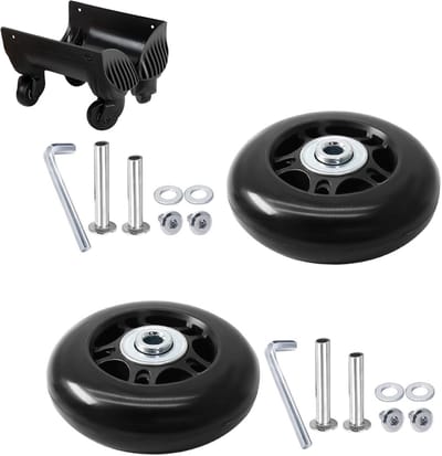 1 paar Vervangende wielen voor bagage - Universele rubberen wielen - Universeel - Zwenkwielen - 80mm*24mm - Zwart - Rubber-- Kofferwielen- vervangende wielen voor koffers- Wieltjes - Zwenkwiel - Reservewielen- Koffer - Met schroeven - Wieltjes