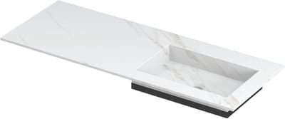 INK Post wastafel in keramische slab met envelop bodem wasbak rechts zonder kraangat 120x45x1cm, calacatta mat
