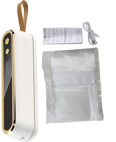 Vacuümmachines-vacumeermachine - Draagbare draadloze sealer - Automatische sealer voor 10 zakken - Compact en lichtgewicht ontwerp - Houdt voedsel vers - Ideaal voor familiepicknicks en reizen - Wit - 19,6 x 4,3 x 5 cm