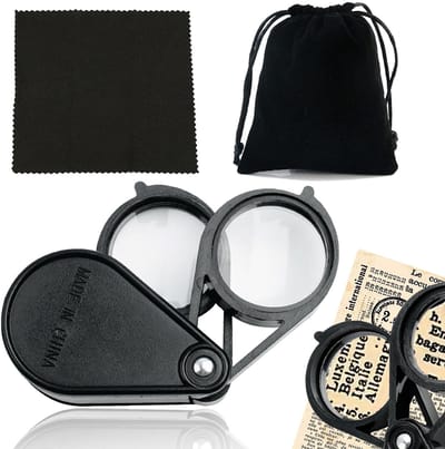 Dailygoods - Vergrootglas - Draagbaar Zakvergrootglas van 10/20x voor Juweliers, Horlogemakers en Lezen Zakloep, Uitgerust met Licht, Opvouwbaar, Waterdicht & Krasbestendig