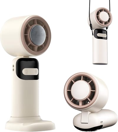Geschikt voor Bseical Mini Draagbare Ventilator, 3000mAh Mini USB Handventilator Met 5 Snelheden, Klein Zakventilator Met Voet, Opvouwbare Bureauventilator