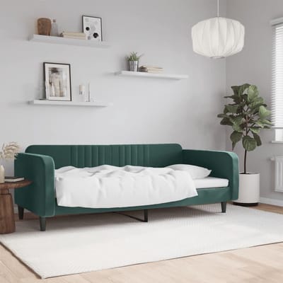 Moderne en veelzijdige fluwelen slaapbank voor 1 persoon, donkergroen 90 x 200 cm