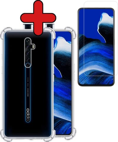 Hoesje - Met Screenprotector - Geschikt voor OPPO Reno 2 - Sterk & Shockproof - Back Cover - Siliconen Case - Telefoon Hoes - Shock Proof - Telefoonhoes - Transparant