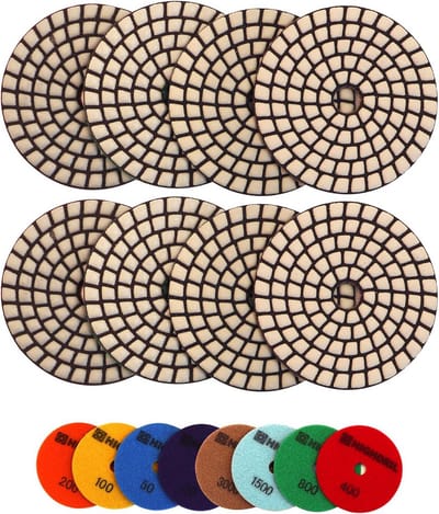 Diamant polijstpads 100 mm - 8 stuks (#30-3000) voor graniet, steen en marmer