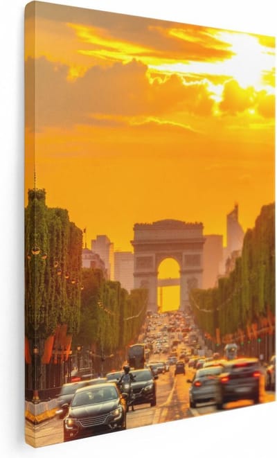 Artaza Canvas Schilderij Arc De Triomphe Bij De Autoweg - 30x40 - Klein - Foto Op Canvas - Canvas Print