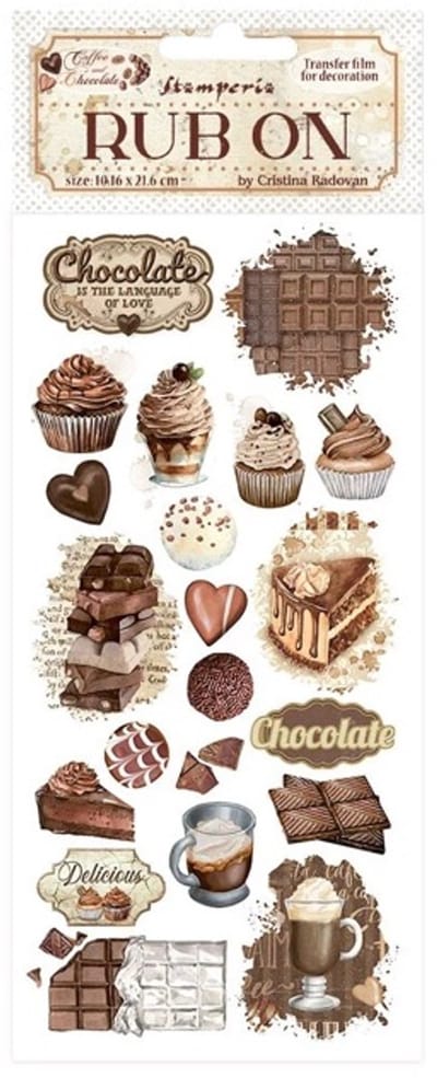 Stamperia - Coffee and Chocolate Rub-On 4x8,5 Inch Vintage Sweet Moments (DFLRB194)