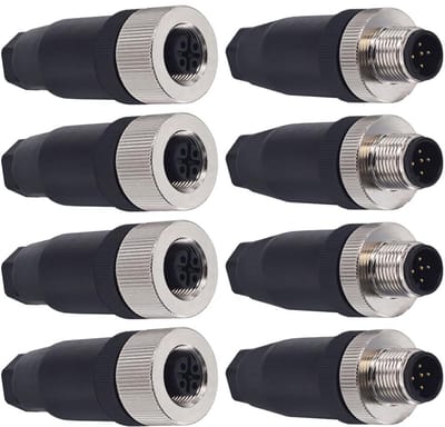 8x M12 5-pins Paneelconnector IP67 Waterdicht - Mannelijk & Vrouwelijk Industrieel Recht Stompe Connector