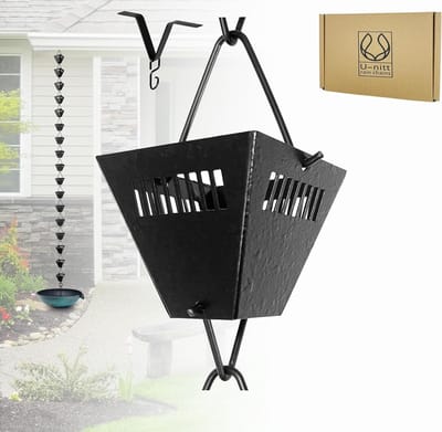 Regenkettingen voor goten - Waterafvoer ketting - Decoratieve watergeleiding - Vierkante emmer design - 26 meter lengte - Zwart gepoedercoat