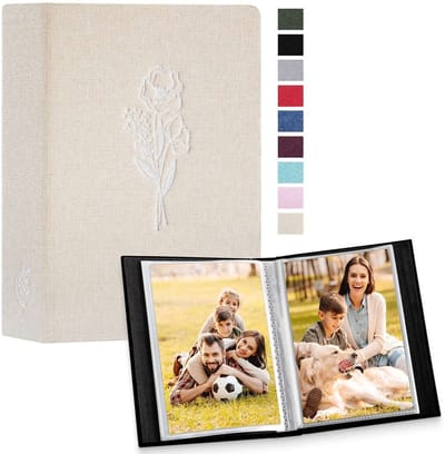 Dailygoods- Fotoalbum 100 Foto's - Insteekalbum 6x4 - Linnen Omslag - Luxe Zilveren Print - Waterdicht - Zuurvrij