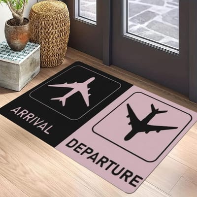 Luchtvaart Thema Tapijt Mat - Luchthavenbord Vliegtuig Icoon Vertrek Aankomst Verkeer Piloot Cadeau Decoratieve Huisdecoratie Kleed 30x50cm