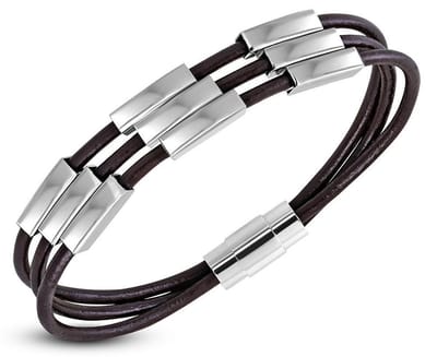 Amanto Armband Felker B - Leer - 316L Staal - Magnetisch - 9mm - 22cm