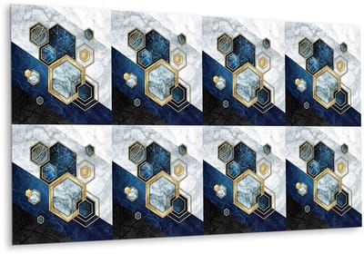 Tulup PVC Wandpaneel - Hexagonale Abstractie Vinyl Wandpaneel - 100 cm x 50 cm - Veelkleurig Wandbekleding Vinyl - 1 stuk - PVC Muurpaneel - Geometrisch Muurpaneel - Wandpaneel PVC - Plaktegels Keuken en Badkamer