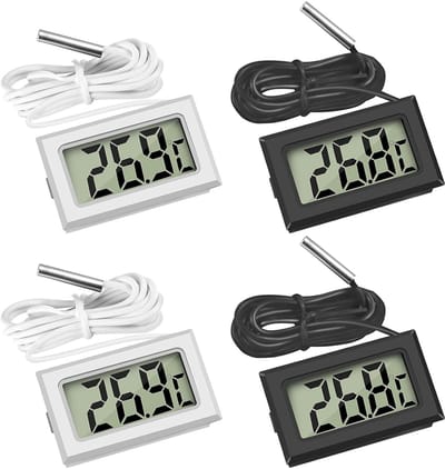 Digitale minithermometer met lcd-scherm, met externe sensor, voor vriezer, koelkast, aquarium (4 stuks met externe sensor)
