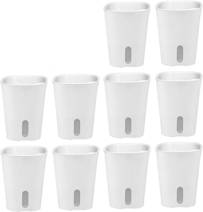 Bloempotten Zelfwaterend - Plantenbakken Set - Planten Verzorgen - Visueel Waterniveau - 10 Stuks 12.5cm - Wit
