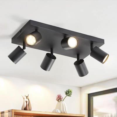 Glitzerlife-Plafondspot Plafondlamp - 6xGU10 draaibaar - Industriële moderne opbouwspots - Hoogwaardig metaal - Ø40cm - Zwart