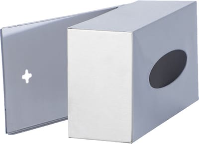 WENKO Box voor tissues RVS mat 25x12x8cm - Tissuebox roestvrijstaal - Tissuehouder - Zakdoekendoos - Tissuedoos staand of wandbevestigd, met bodem