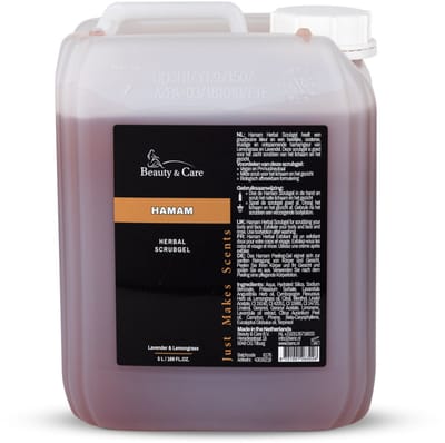 Beauty & Care - Hamam Body & Facial scrubgel 5 liter can - Bodyscrub - Lichte scrub voor lichaam en gezicht in de Oosterse, kruidige en zuiverende Hamam geur van Lavendel en Lemongrass - Natuurlijke geur