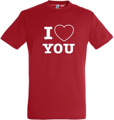 T-shirt I Love You | valentijn cadeautje voor hem haar | valentijn | valentijnsdag cadeau | Rood | maat XS