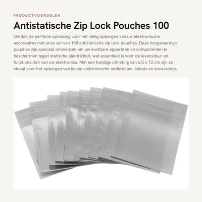 Dailygoods - Antistatische Zip Lock Pouches - 100 Stuks - Voor Elektronica - 6.5 x 12 cm - Veilig opbergen - Herbruikbaar - Geschikt voor kleine onder...