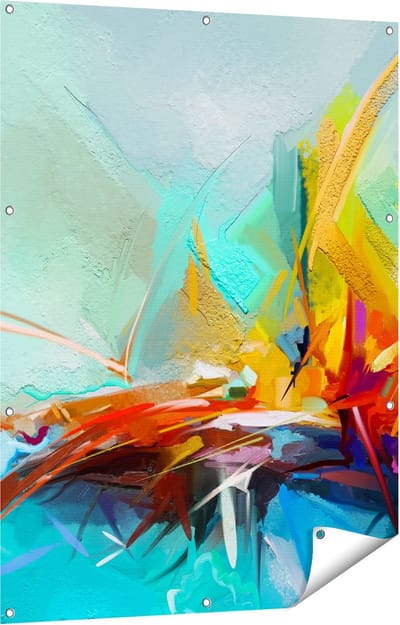 Gards Tuinposter Abstracte Kunst - Kampvuur - 90x120 cm - Tuindoek - Tuindecoratie - Wanddecoratie buiten - Tuinschilderij