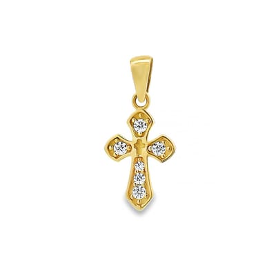 Juwelier Zwartevalk 14 karaat gouden kruis hanger met zirkonia - 14.257