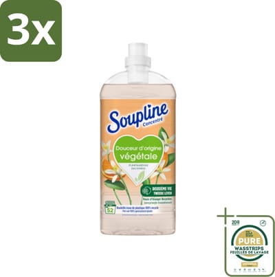 3 x Soupline - Wasverzachter - Oranjebloesem - 52 Wasbeurten - 1.3L - Grootverpakking - Wasverzachter - Plantaardige Zachtheid - Oranje Bloesem - Zachte Was - Natuurlijke Zachtheid