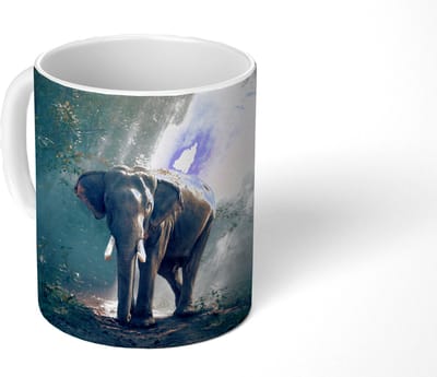 Mok - Koffiemok - Olifant - Dieren - Licht - Bos - Natuur - Wilde dieren - Mokken - 350 ML - Beker - Koffiemokken - Theemok