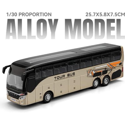 1:30 Schaal Zakelijke Bus Auto's Speelgoed Miniatuur Modellen Legering Diecast Deuren Geopend Rubberen Banden Terugtrekking Simulatie Speelgoed Voertuigen