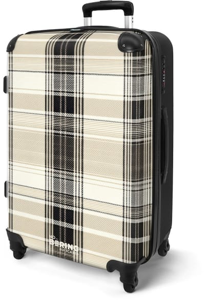 NoBoringSuitcases.com® - Koffer groot - Rolkoffer lichtgewicht - Klassiek geruit patroon in beige - Reiskoffer met 4 wielen - Valies grote trolley XL op wieltjes - Harde reistrolley met TSA slot - 20 kg bagage - Reizen