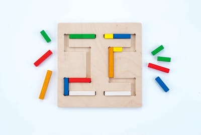 Sorter puzzle 30 x 30 cm bars rubber wood