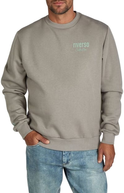 riverso Heren trui RIVJamie regular fit Grijs S Ronde Hals Volwassenen Sweatshirt zonder capuchon