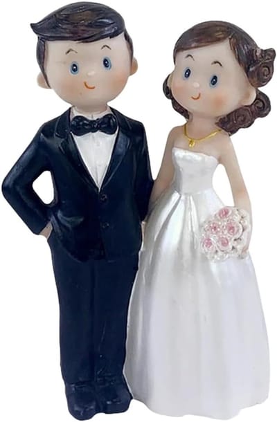 Romantische bruid en bruidegom taarttopper, figuren voor bruiloften, verjaardagen en Valentijnsdag, perfecte cakeversiering met bloemenarrangement