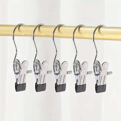 5/10 pièces Pinces à Crochets en Acier Inoxydable Pinces à Sécher le Linge Multifonctionnelles Antidérapantes Pliables Pour Écharpes Pantalons Chaussettes beige