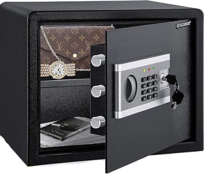 KESSER Luxe Elektrische Kluis – Cijferslot & Sleutel – Voor Thuis en Kantoor – Extra Veilig – Groot Design - 38x30x30cm – Zwart