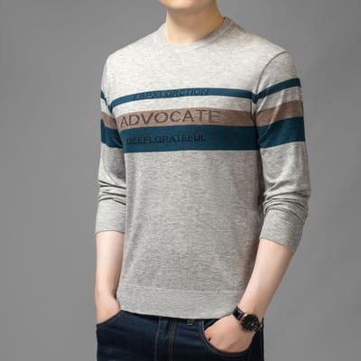 Nieuwe Herfst en Winter Lange Mouw Dagelijks Bedrukt Ronde Hals Herfst Basis Trui Trui Gepersonaliseerde Mode Casual Trui 4XL grijs