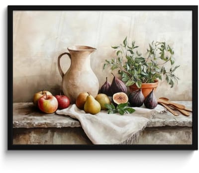Poster in lijst - Fotolijst 70x50 cm - Posters - Fruit - Kruiden - Landelijk - Posterlijst zwart - Decoratie - Wanddecoratie woonkamer - Muurdecoratie slaapkamer