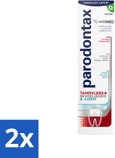 Parodontax - Tandpasta - Tandvlees+Gevoeligheid & Adem - Whitening - 75 ml - Voordeelverpakking - 2 stuks
