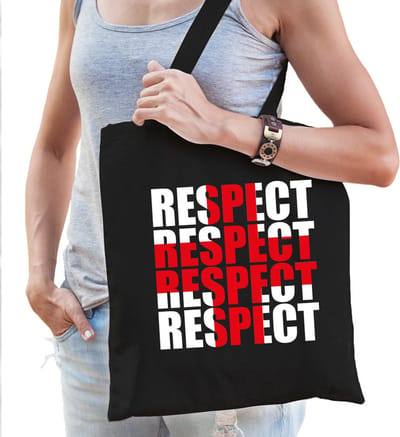 Respect voor zorgpesoneel / hulpverleners - katoenen tas zwart voor dames - waardering / steun tassen - kado / tasje / shopper
