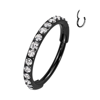 Piercing titanium High Quality single lined clicker 0.8x8 - zwart - LMPiercings