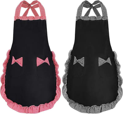 Canvasschorten Voor Vrouwen - 2 Stuks Schattige Schort - Waterdichte Keukenschort Met 2 Zakken - Zwarte Chef-kok Schort Voor Koken Bakken En Tuinieren - Cadeau Voor Moeder Vrouw Vriendin En Oma - Gekruist Design