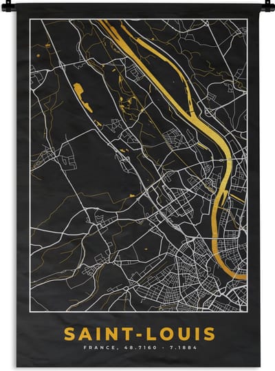 Wandkleed - Wanddoek - Stadskaart - Frankrijk - Plattegrond - kaart - Saint-Louis - 120x180 cm - Wandtapijt