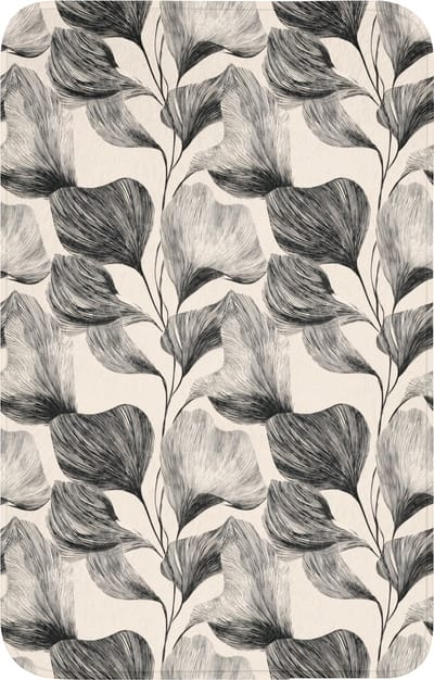 WC mat 50x80 cm - Antislip - Botanisch - Bladeren - Zwart - Toiletmat - Vloermat - Douchemat - Toilet tapijt - Toiletmatten