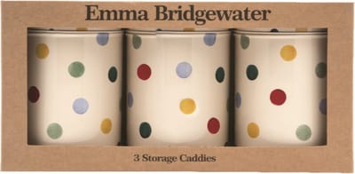 Emma Bridgewater - Set van 3 bewaarbussen Polka Dots - Bewaarblik - Stippen - Blik - Ø 10,5 x 14,5 cm