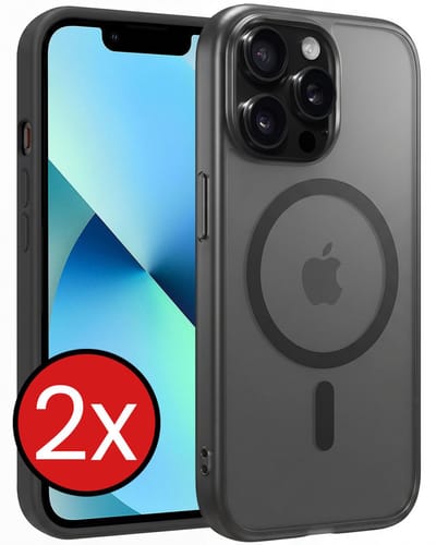 Hoesje - 2 Stuks - Geschikt voor Apple iPhone 14 Pro - Magsafe Compatible - Sterk & Shockproof - Shock Proof Case - Back Cover - Telefoon Hoes - Telefoonhoes - Zwart