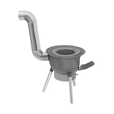 Houtkachel Vrijstaand – Stalen Houtkachel met 800°C Hittebestendigheid – Draagvermogen 100 kg – Moderne Kachel voor Binnen en Buiten – Zilvergrijs