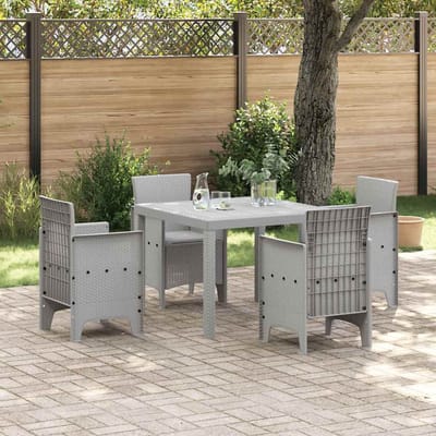 vidaXL - Tuin - Eettafel - Set - 5 - st - Lichtgrijs - Polypropyleen