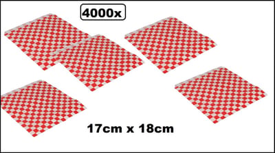 4000x Snack zakje papier wit/rood 17x18cm - hamburger zakje - hip broodje festival themaparty festival carnaval