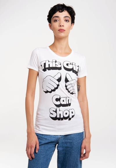Logoshirt Vrouwen T-shirt This Girl Can Shop - Shirt met ronde hals van Logoshirt - offwhite
