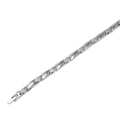 Slate - Stalen schakelarmband 21 cm - Fantasieplaatjes met zigzagpatroon